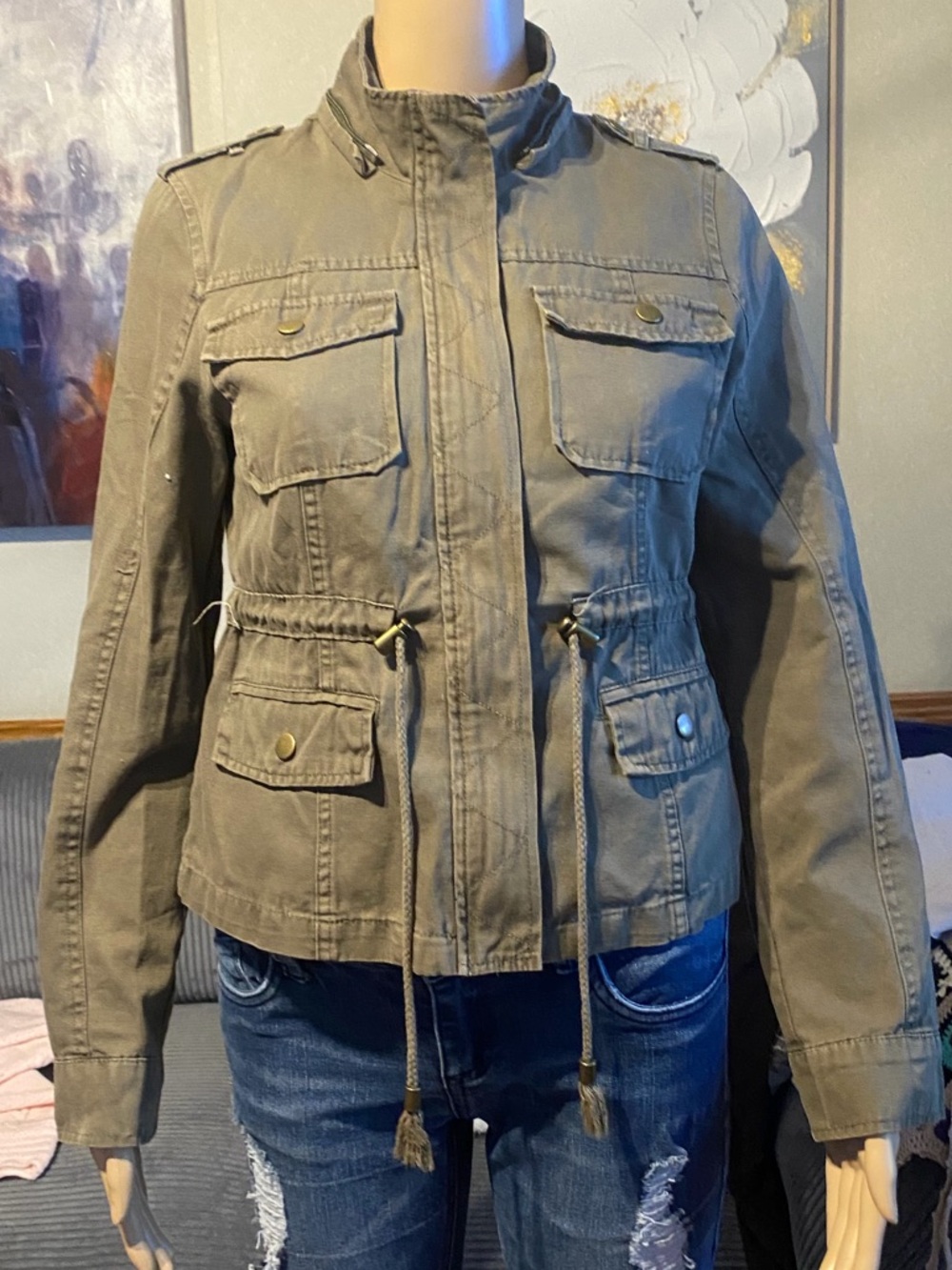 American Rag Small Olive-Grey Utility Shirt Jacket